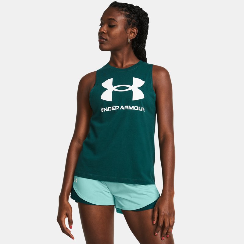Women's  Under Armour  Sportstyle Graphic Tank Hydro Teal / White XS